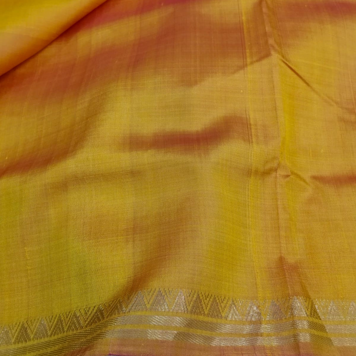 small zari border golden mustard ye llo colour pure silk / katan silk / mulberry silk 