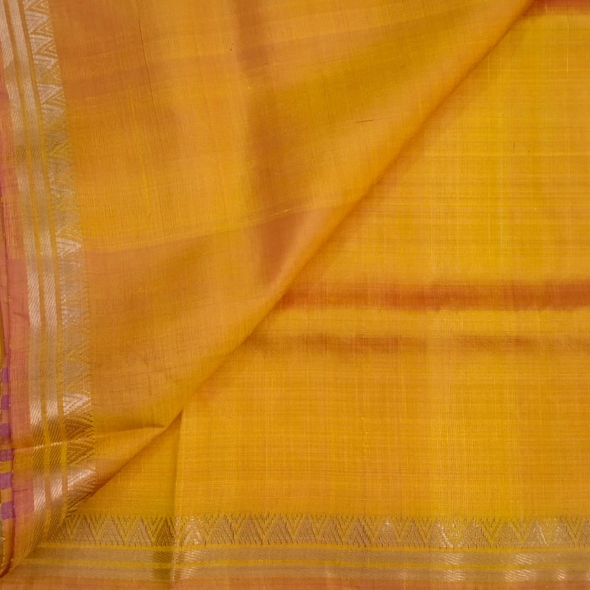 small zari border golden mustard ye llo colour pure silk / katan silk / mulberry silk 