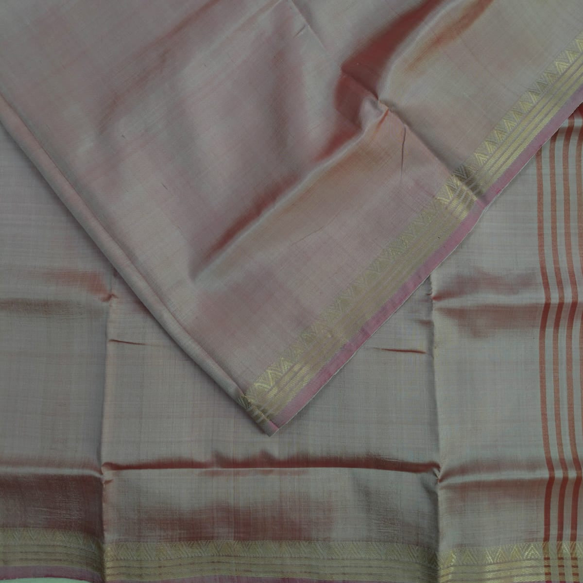 Handloom katan/mulberry silk small border saree