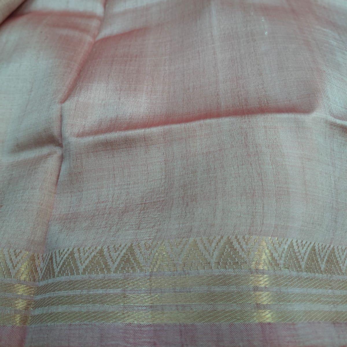 Handloom katan/mulberry silk small border saree