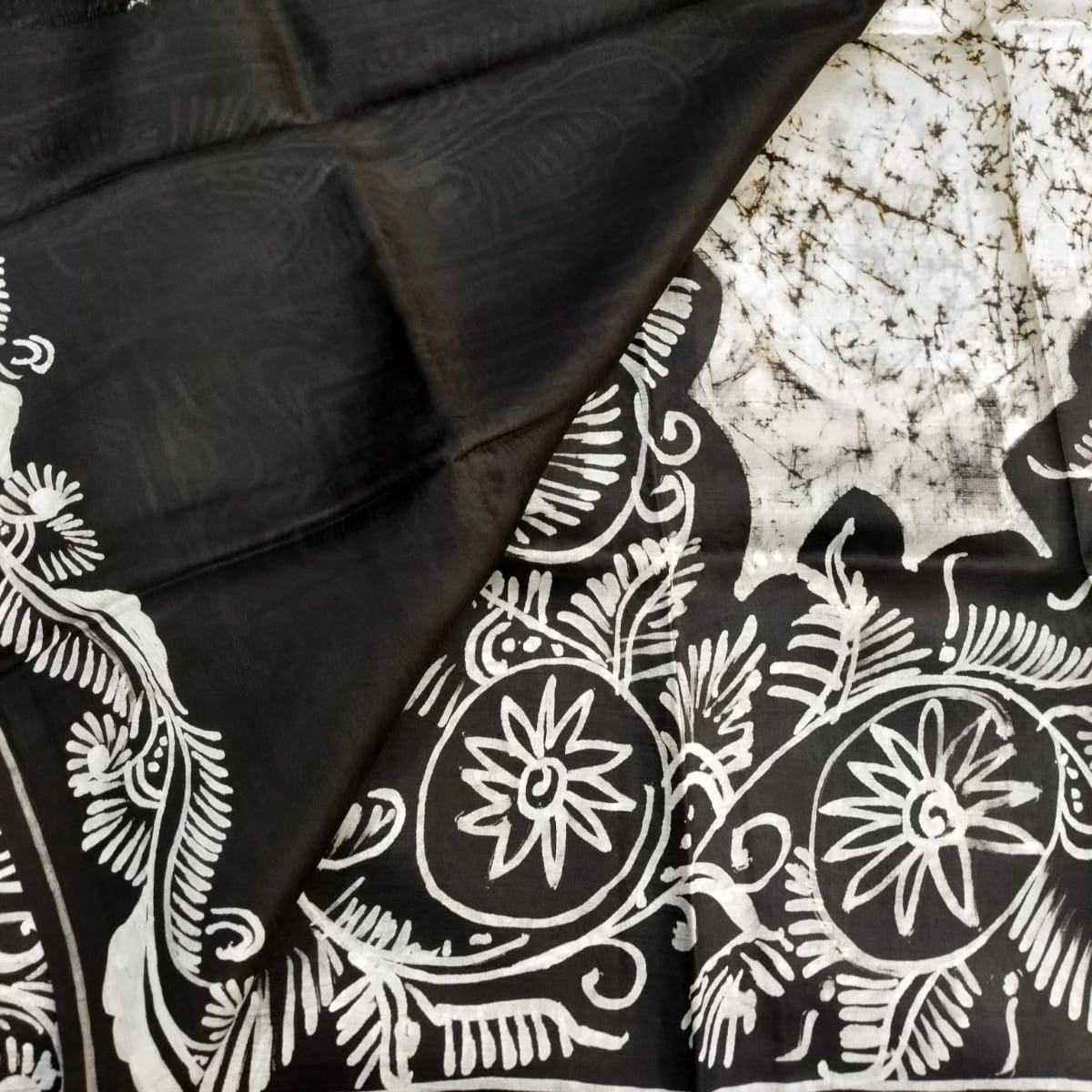 Hand batik on pure katan silk / mulberry silk