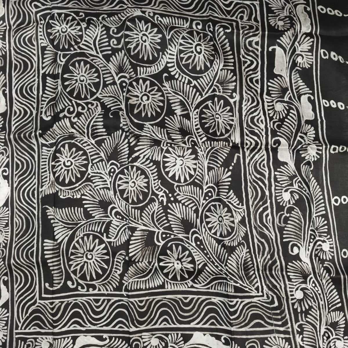 Hand batik on pure katan silk / mulberry silk