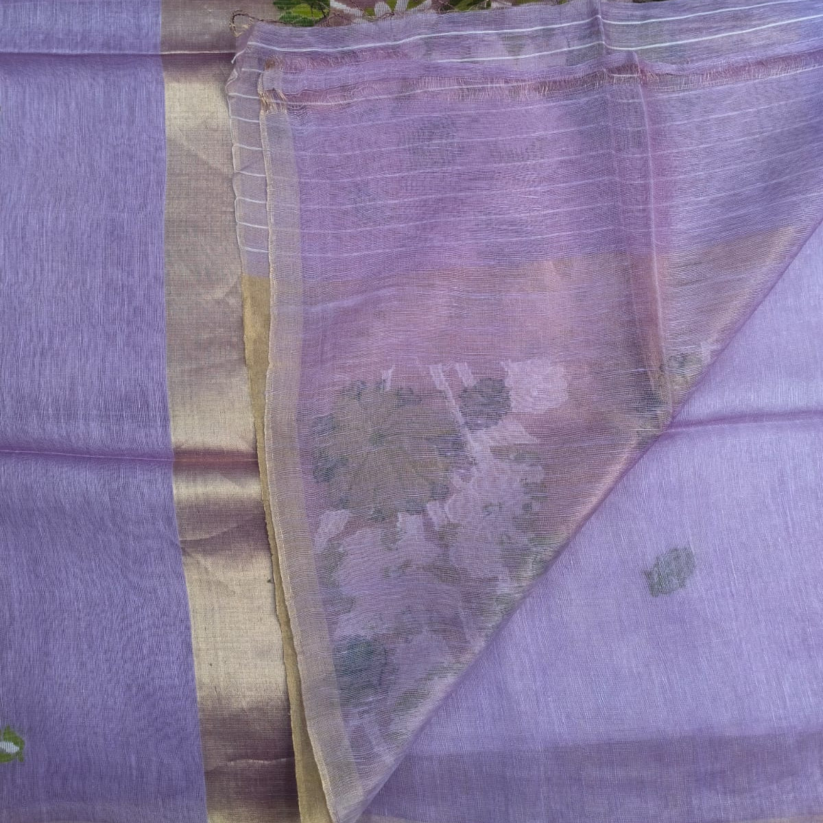 handloom tissue linen lavender saree