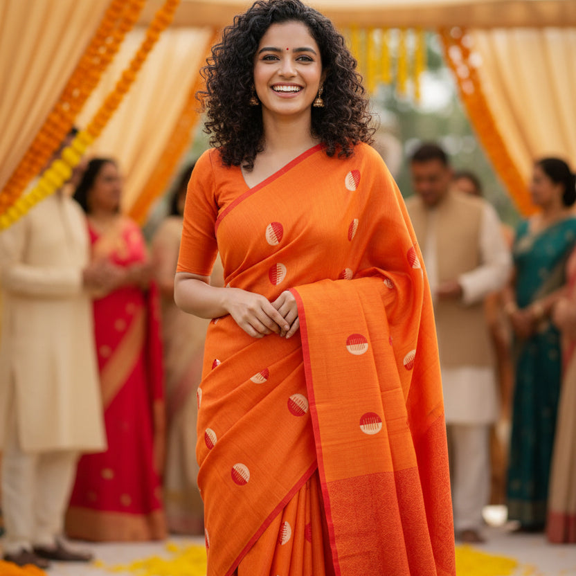 the picture is symbolic to get the feel the look of the saree.