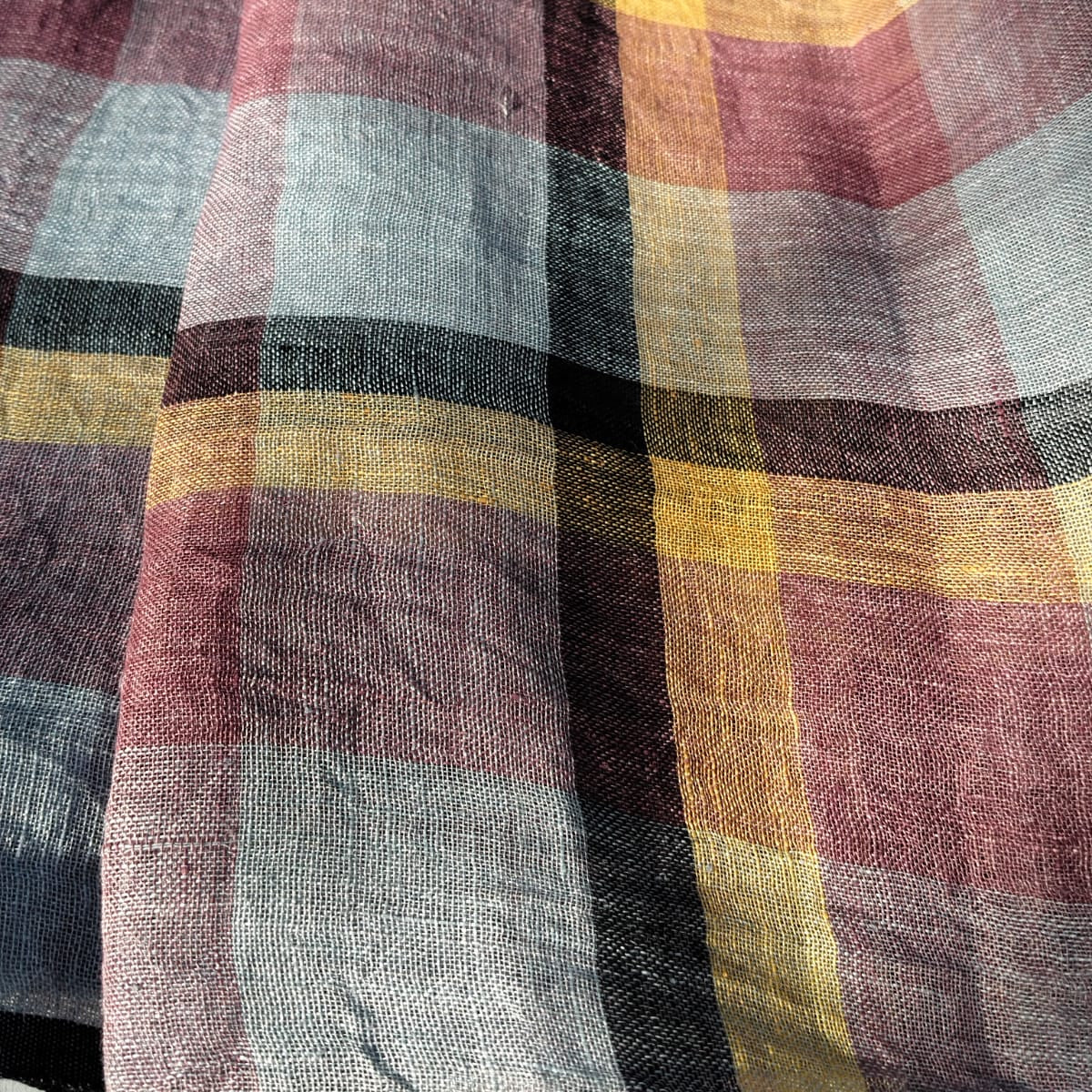 Linen Multicolour Chequered Handloom Saree