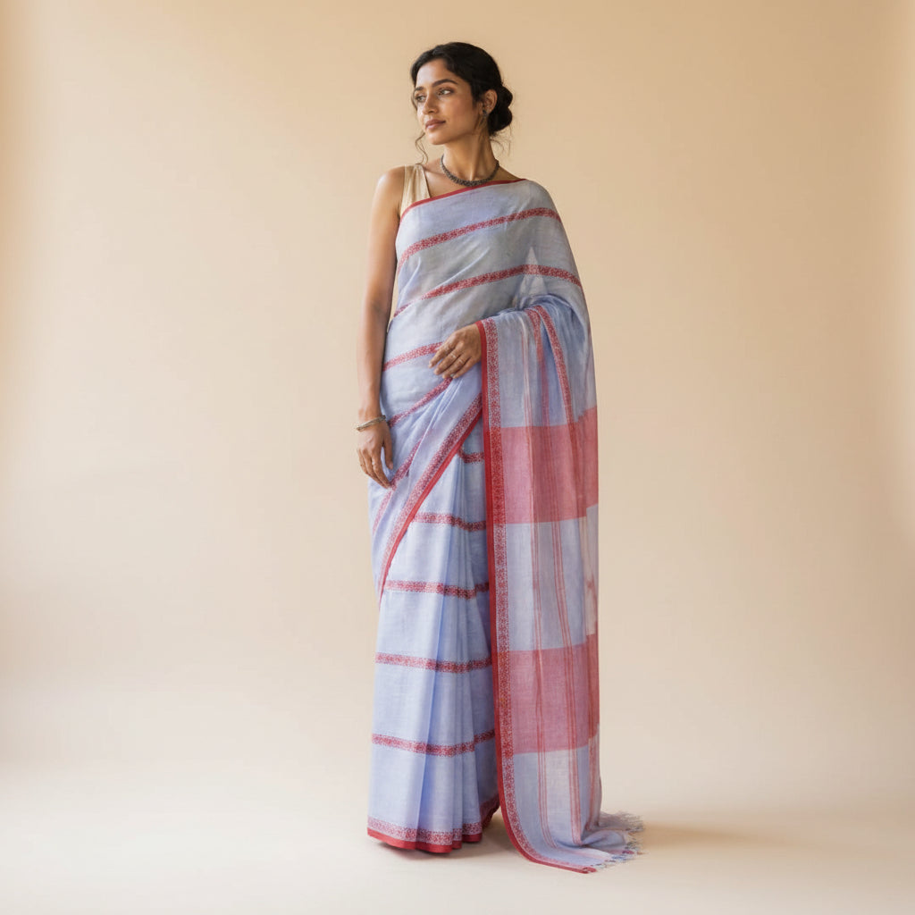 This image is symbolic to get the overall look of the saree. For pallu please refer the next image.