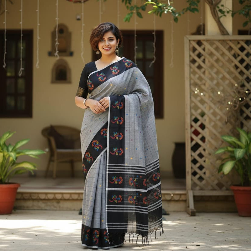 Handloom cotton jamdani saree
