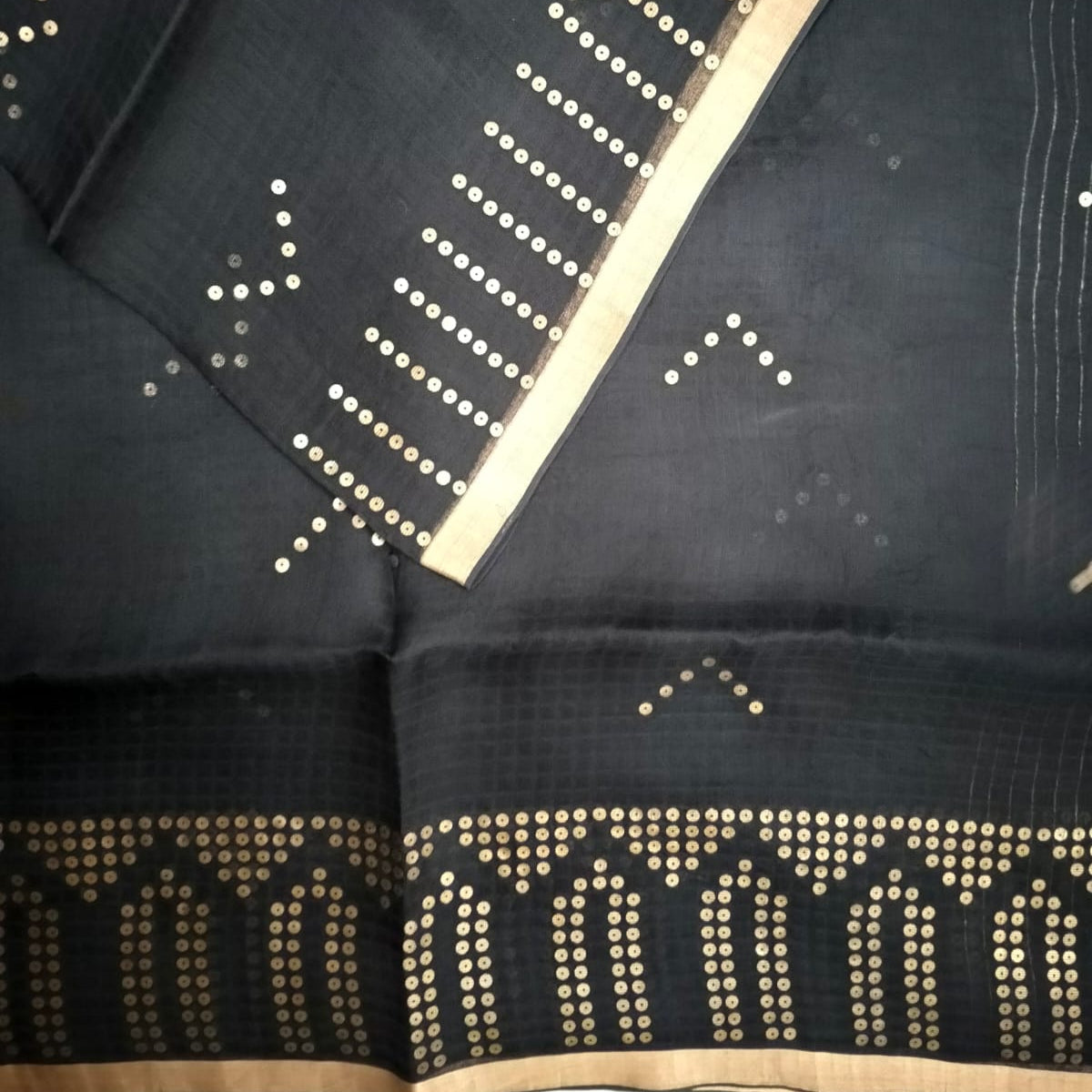 Black muslin sequin saree