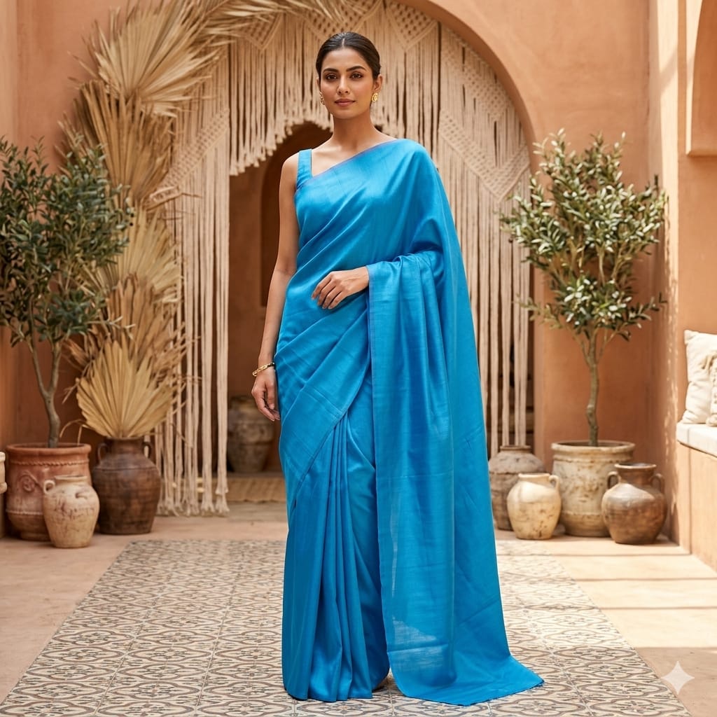 Handloom katan silk/ mulberry silk saree.