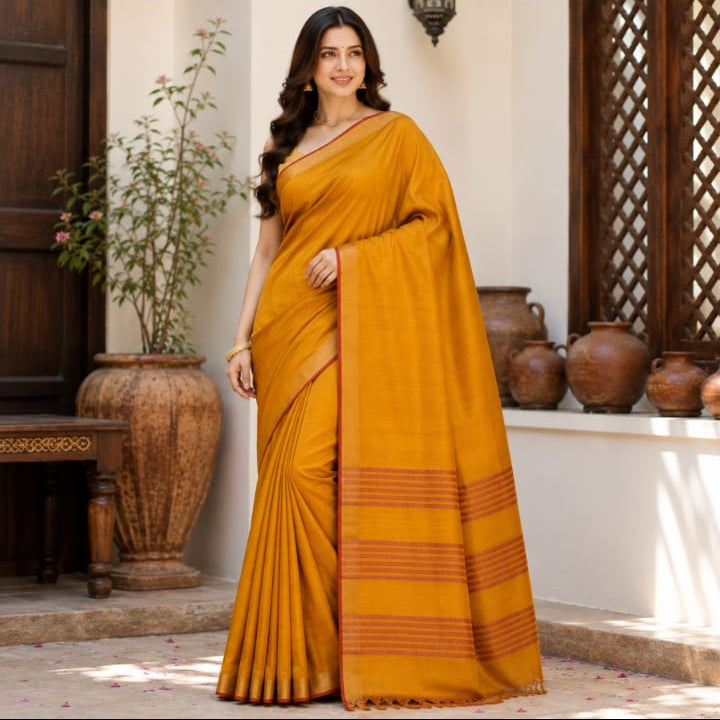 Handloom plain ure katan silk / mulberry silk