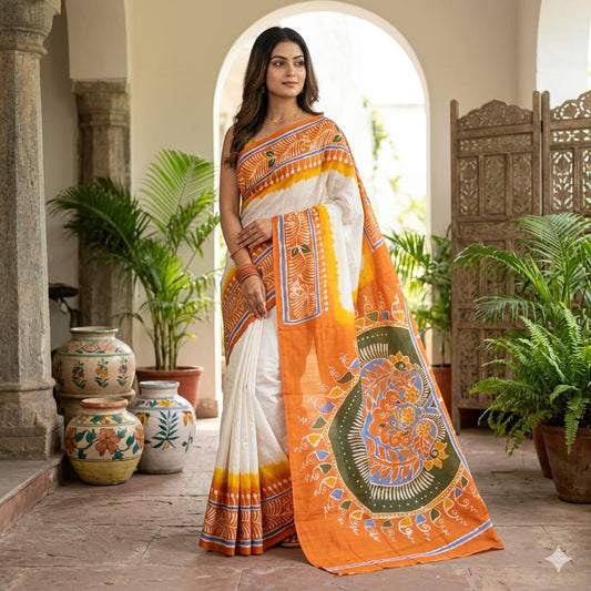 Handloom handbatik pure katan silk saree