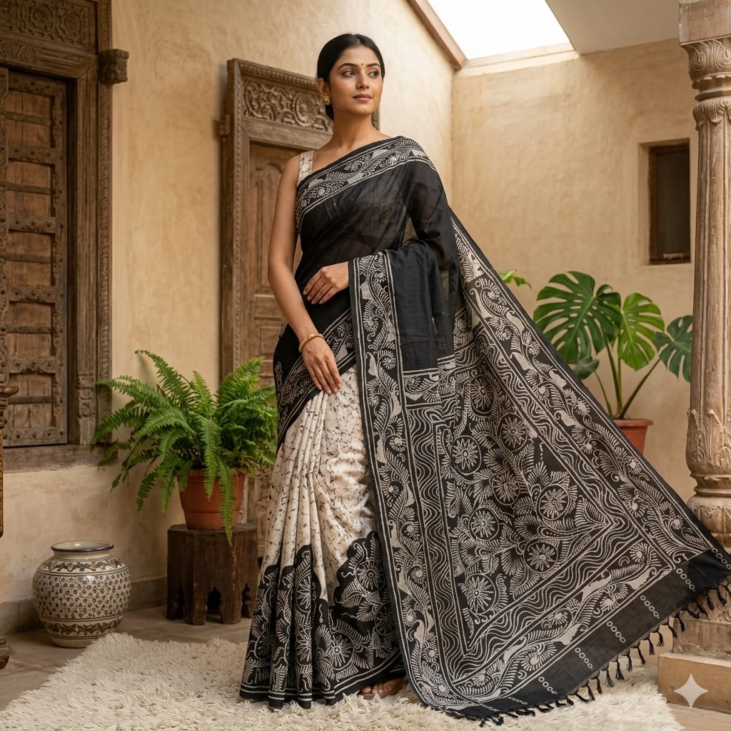hand batk on pure katan silk 